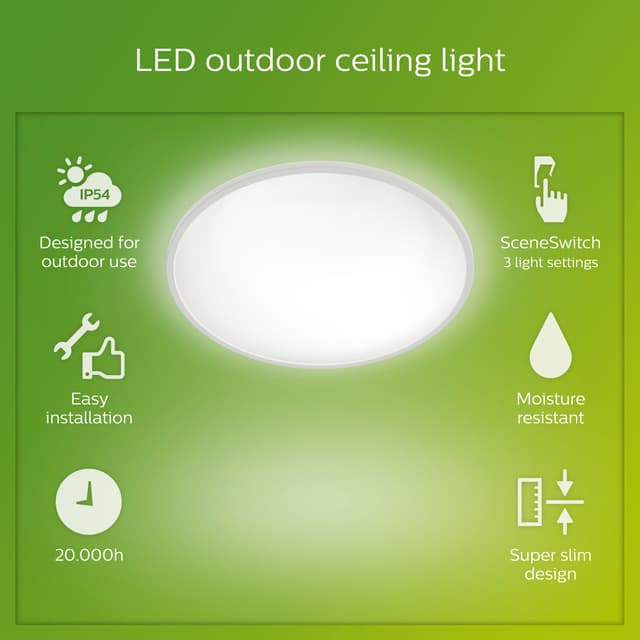 Philips SuperSlim udendørs loftslampe 15W