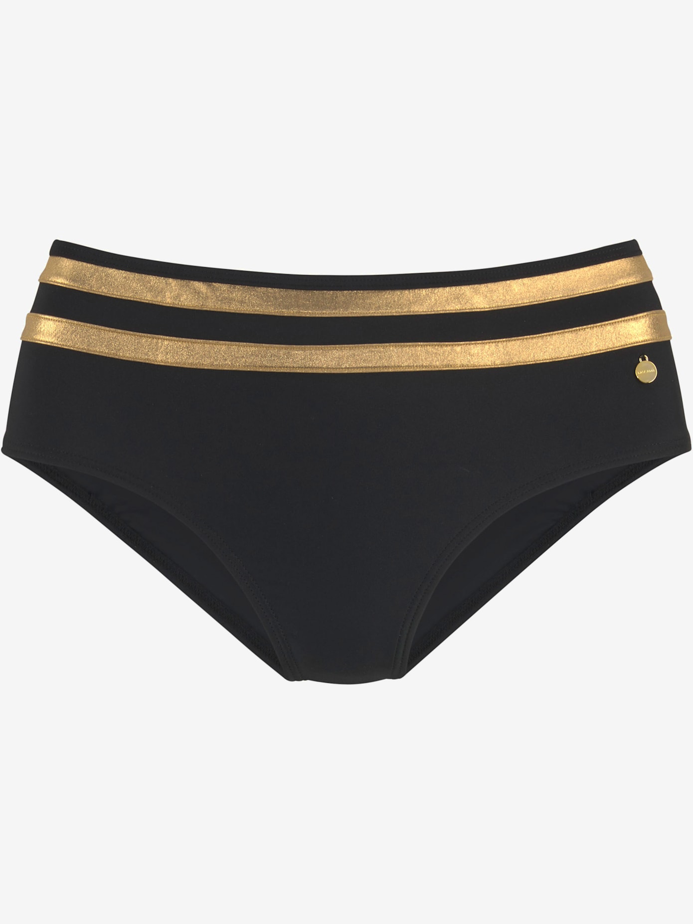 Bas de maillot de bain couleur unie avec empiècements couleur or