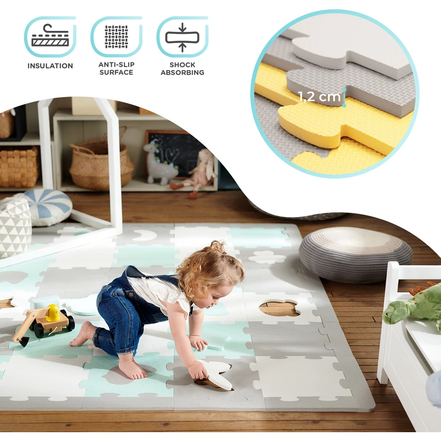 Kinderkraft Puzzlematte LUNO SHAPES, gelb