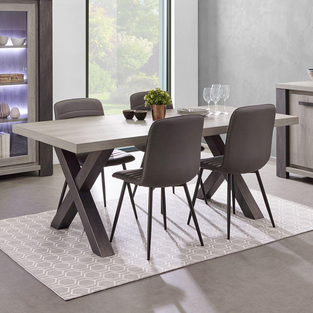 MATTEO TABLE 185CM VERT FONCE ET NOIR