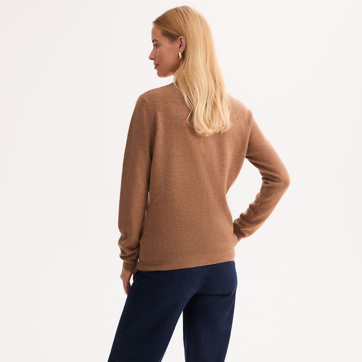 ANNE WEYBURN<br>Suéter de cashmere com gola alta em malha fina