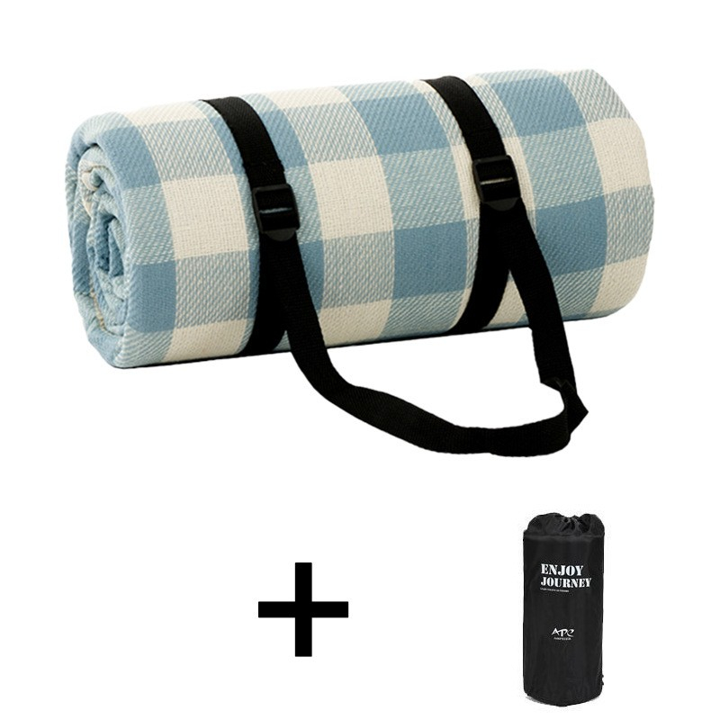 (200x300cm) 6mm Dicke Picknick Decke Outdoor Matte Kariert - Blau / Weiss