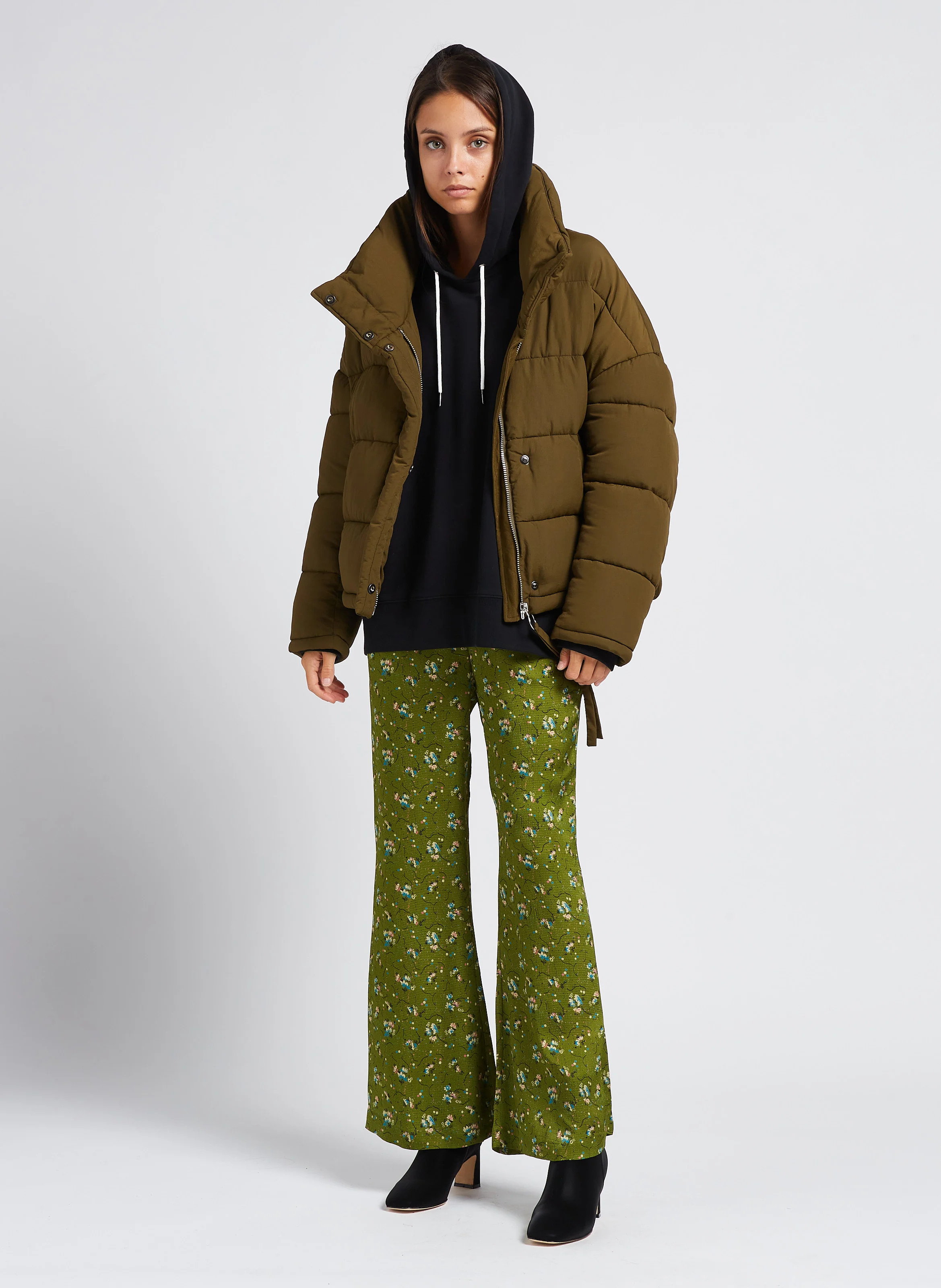 Doudoune oversize col montant| Kaki