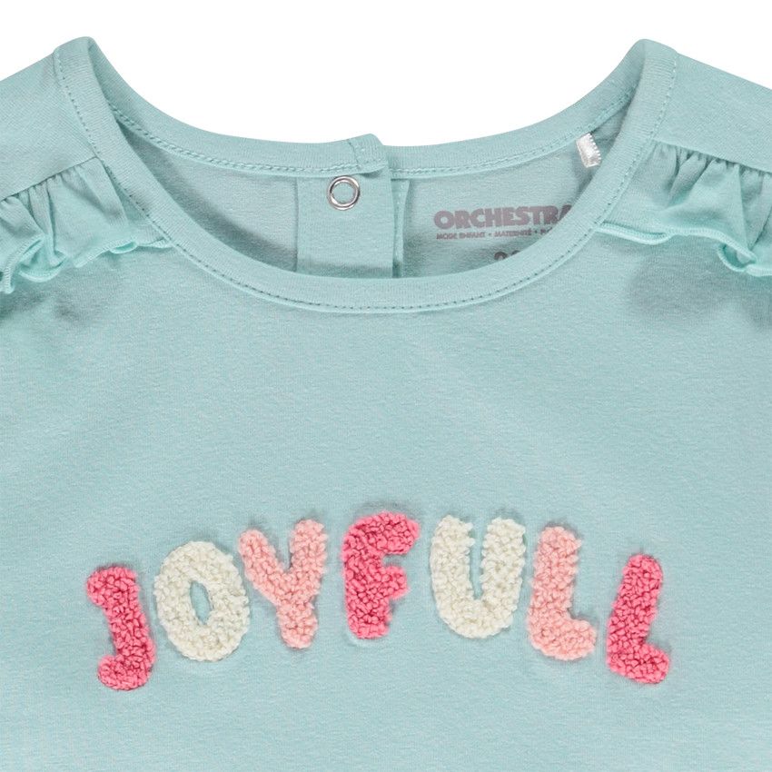 T-shirt manches longues patch appliqué bouclettes pour bébé fille - Bleu
