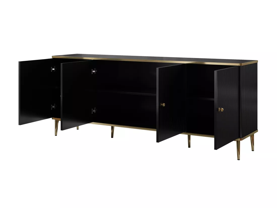 Buffet avec 4 portes en MDF et acier - Noir et doré - SINEAD de Pascal MORABITO
