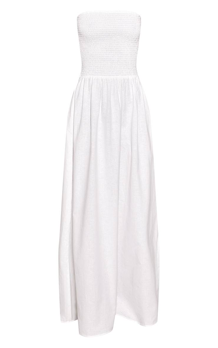 Blanc Robe Longue Bandeau À Détails Froncés Tall