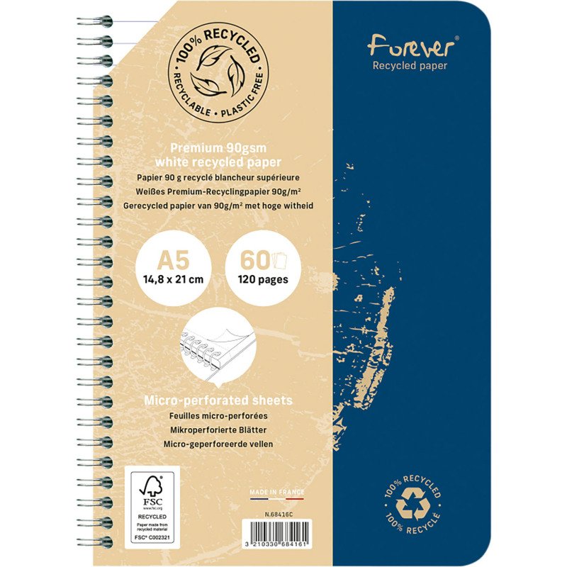 Cahier recyclé Forever Premium A5 - ligné - 120 pages