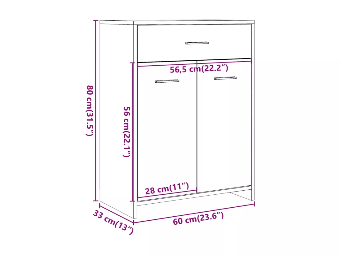 Armoire de salle de bain chêne artisanal 60x33x80 cm