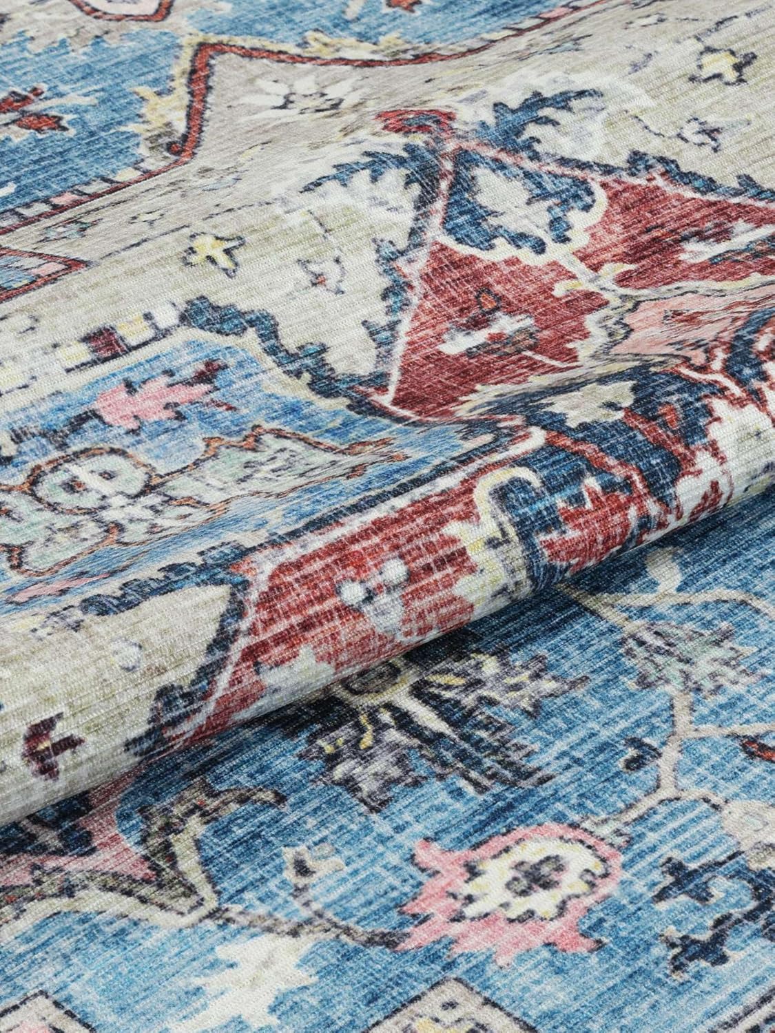 RugVista Georgia Oriental, Teppich, Moderne Teppiche, 230 x 160 cm, Rechteckig, Mittlerer Stapel, Wohnzimmer, Schlafzimmer, Maschinenwäsche, Oeko_tex_100, Blau/Multi