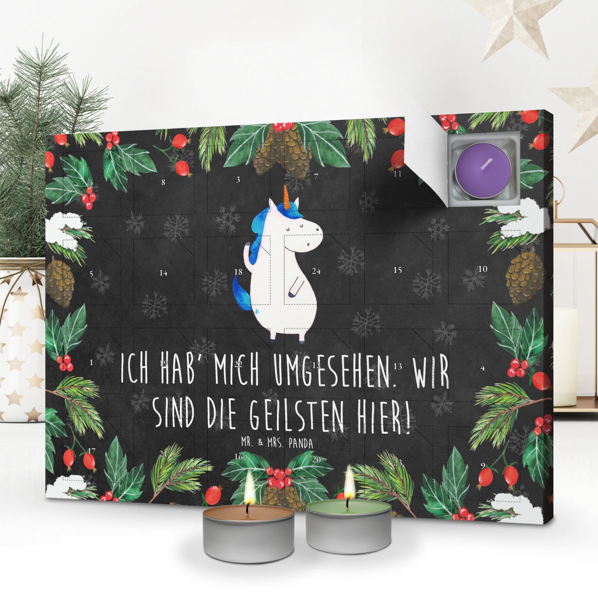 Mr. & Mrs. Panda Geurkaars Adventskalender Eenhoorn Man - Zwart