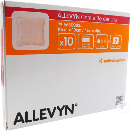 Allevyn Gentle Border Lite Pansement Hydrocellulaire Adhésif 10x10cm Pièces 10