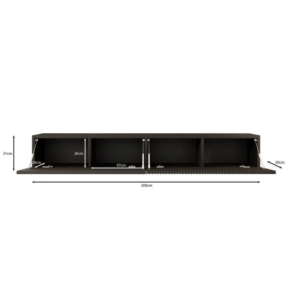 Meubella - TV-Meubel Caius - Zwart - 200 cm