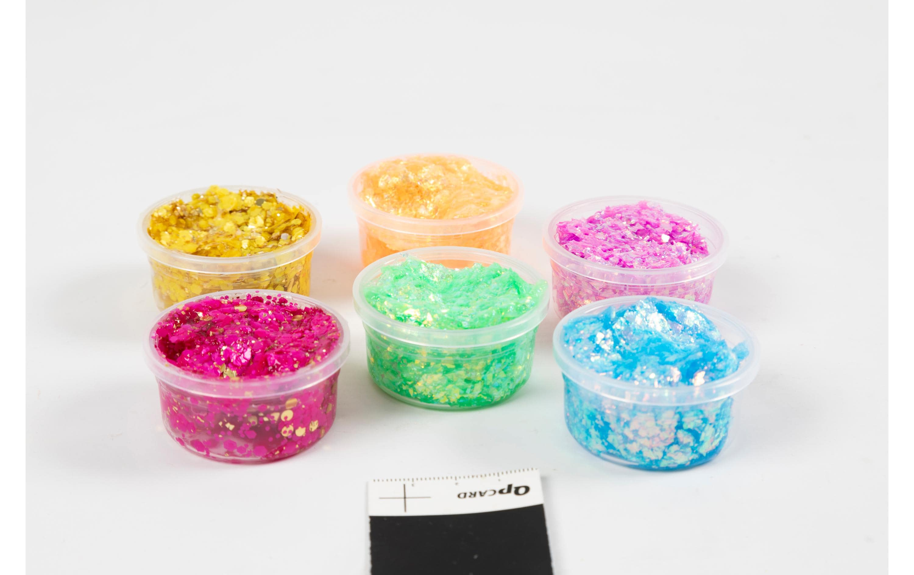Modelliermasse Glitter Clay 6 x 20 ml, Sortierte FarbenTransparente Modelliermasse mit Glitzerflocken