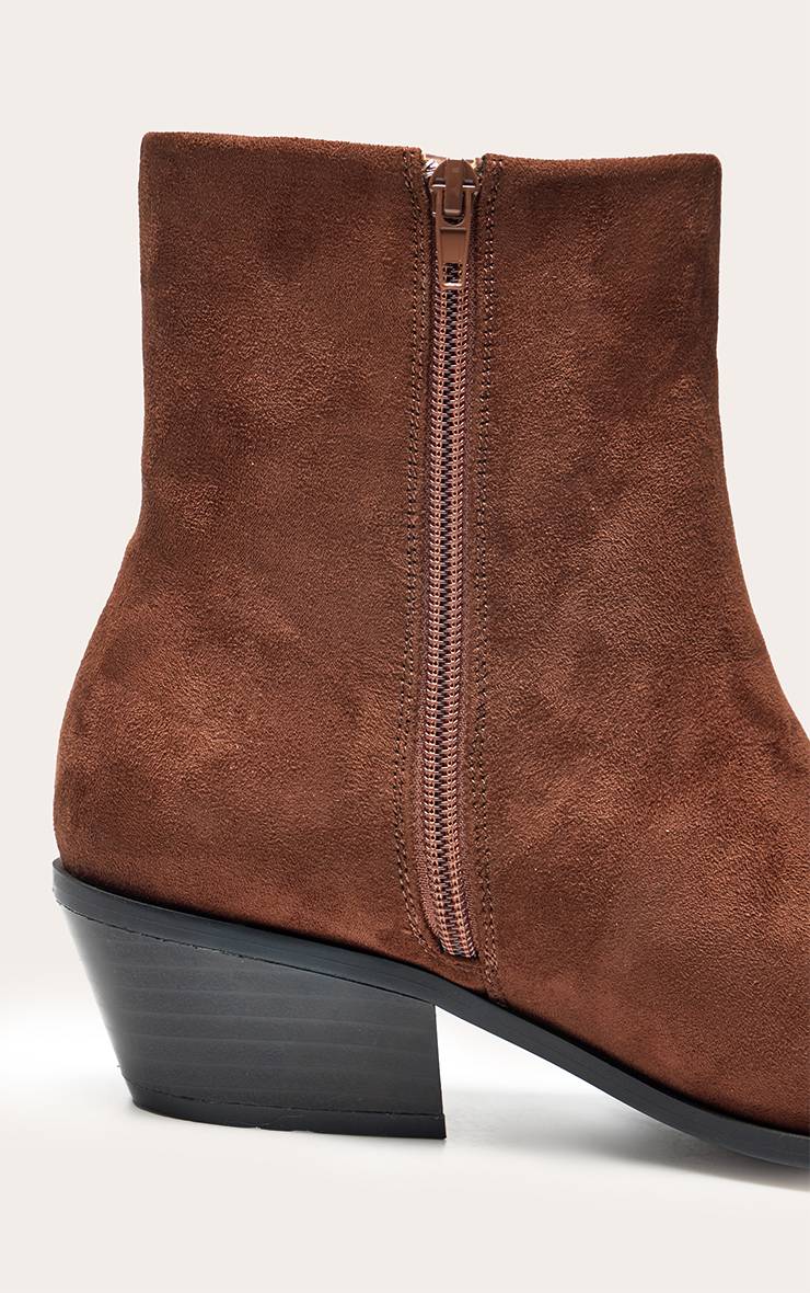 Chocolat Bottine À Talon Cubain En Synthétique Souple