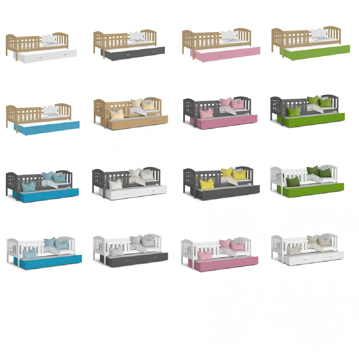 Kids Literie Lit Gigogne Teo Gris 90x190