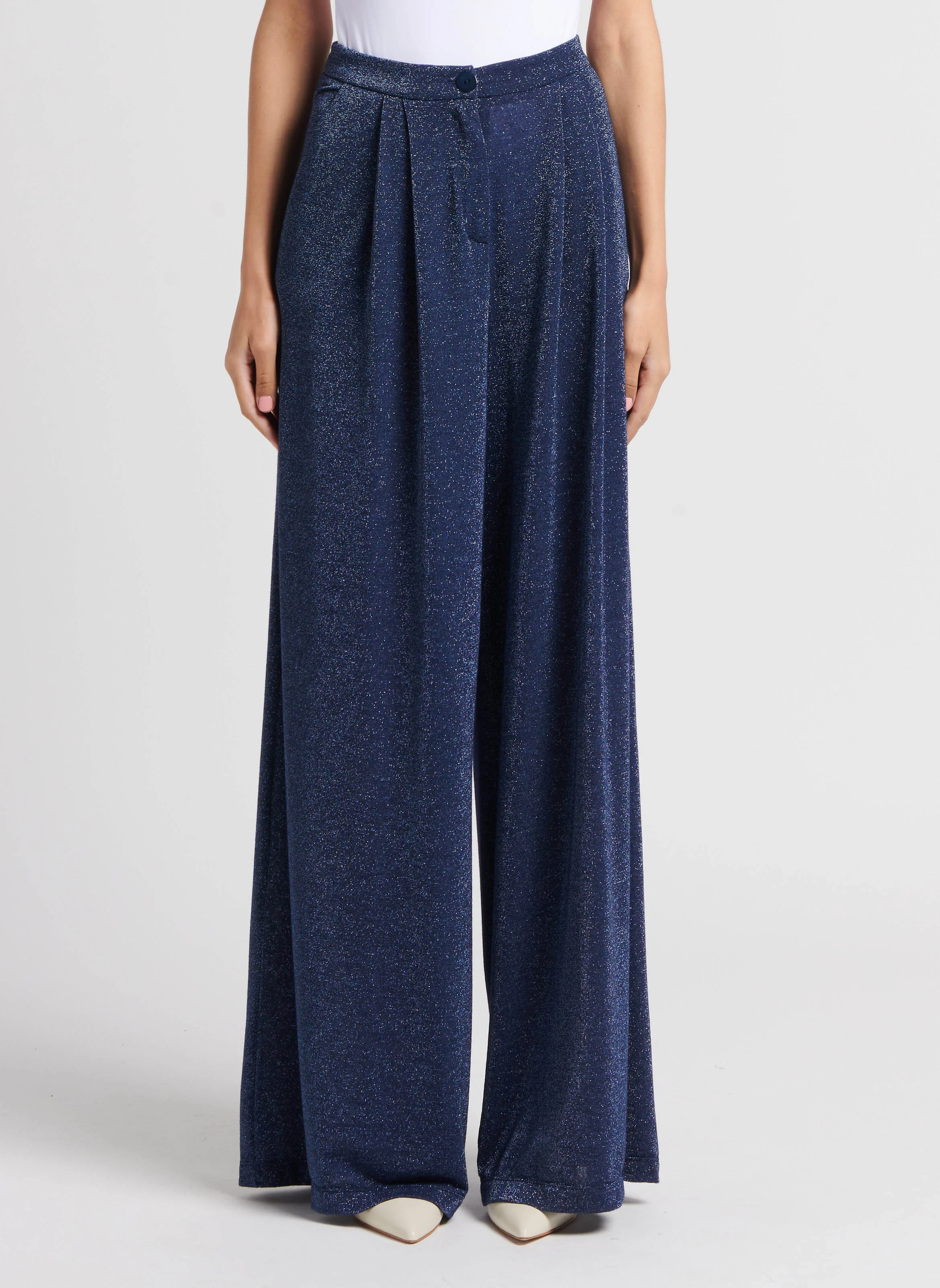 PATRICE - Pantalon large pailleté | Bleu