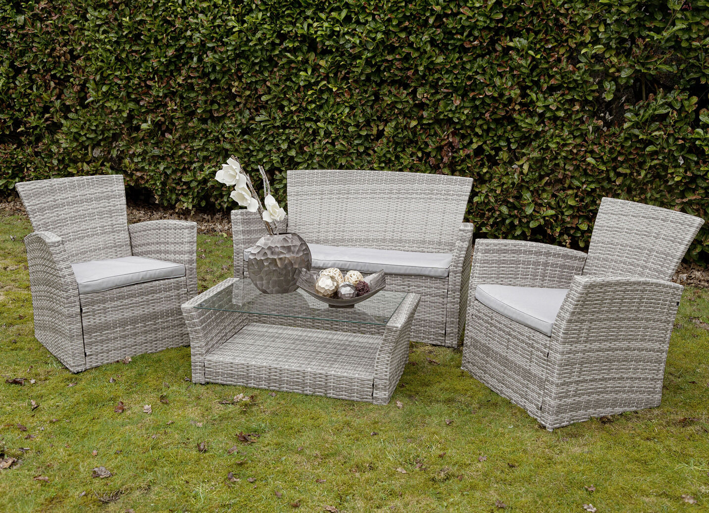 Garten-Lounge, 4-teilig mit Auflagen