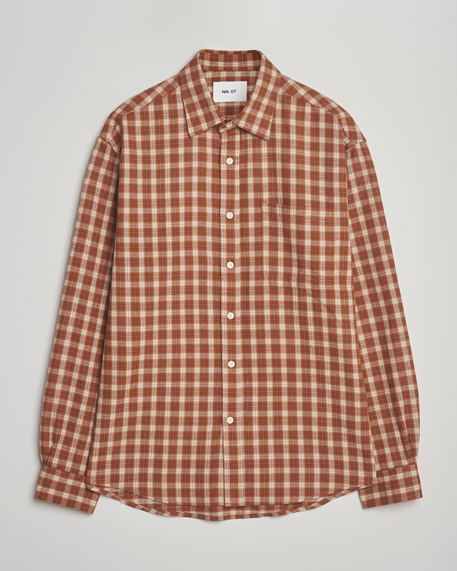 NN07 Deon Flannel Checked Shirt Light Brown