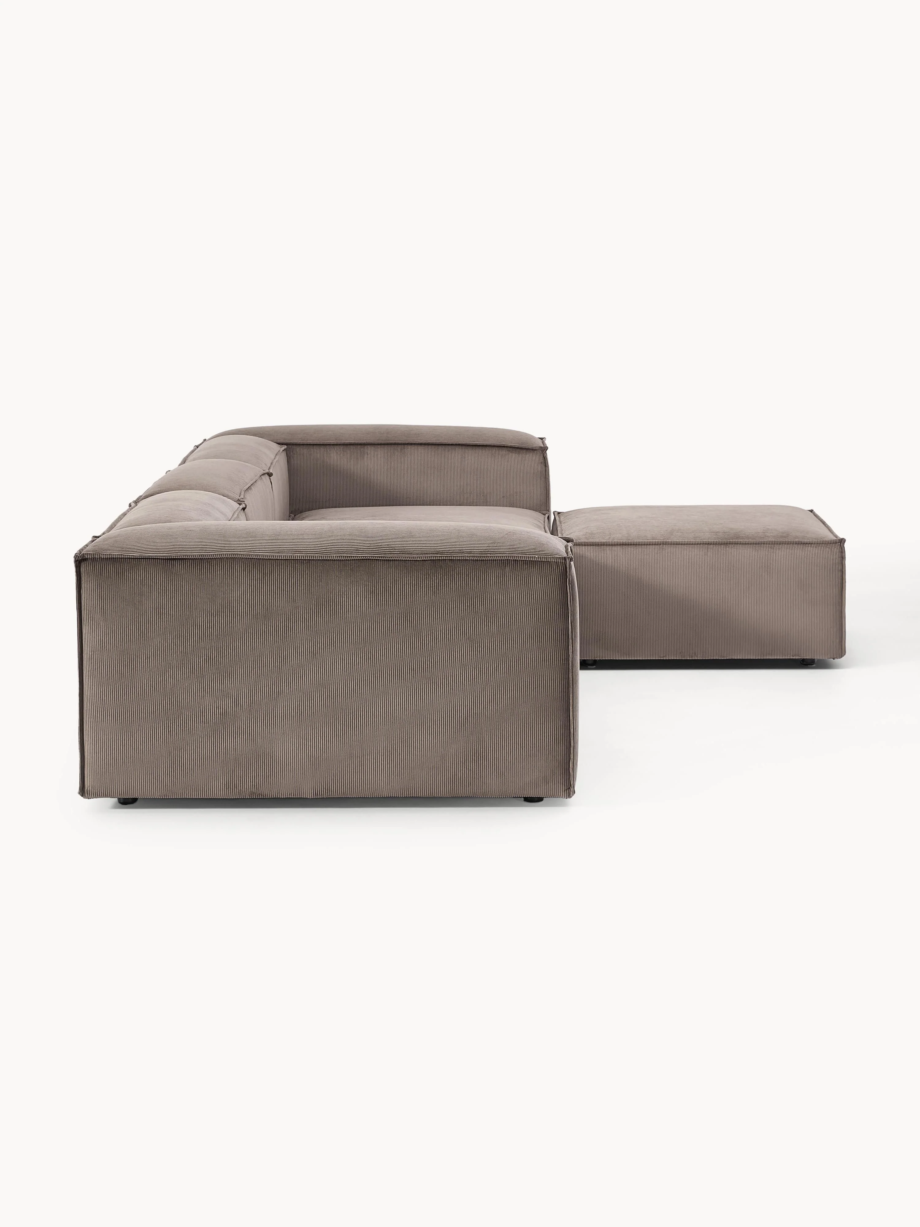 Modulaire bank Lennon (4-zits) van corduroy met poef (links/rechts)