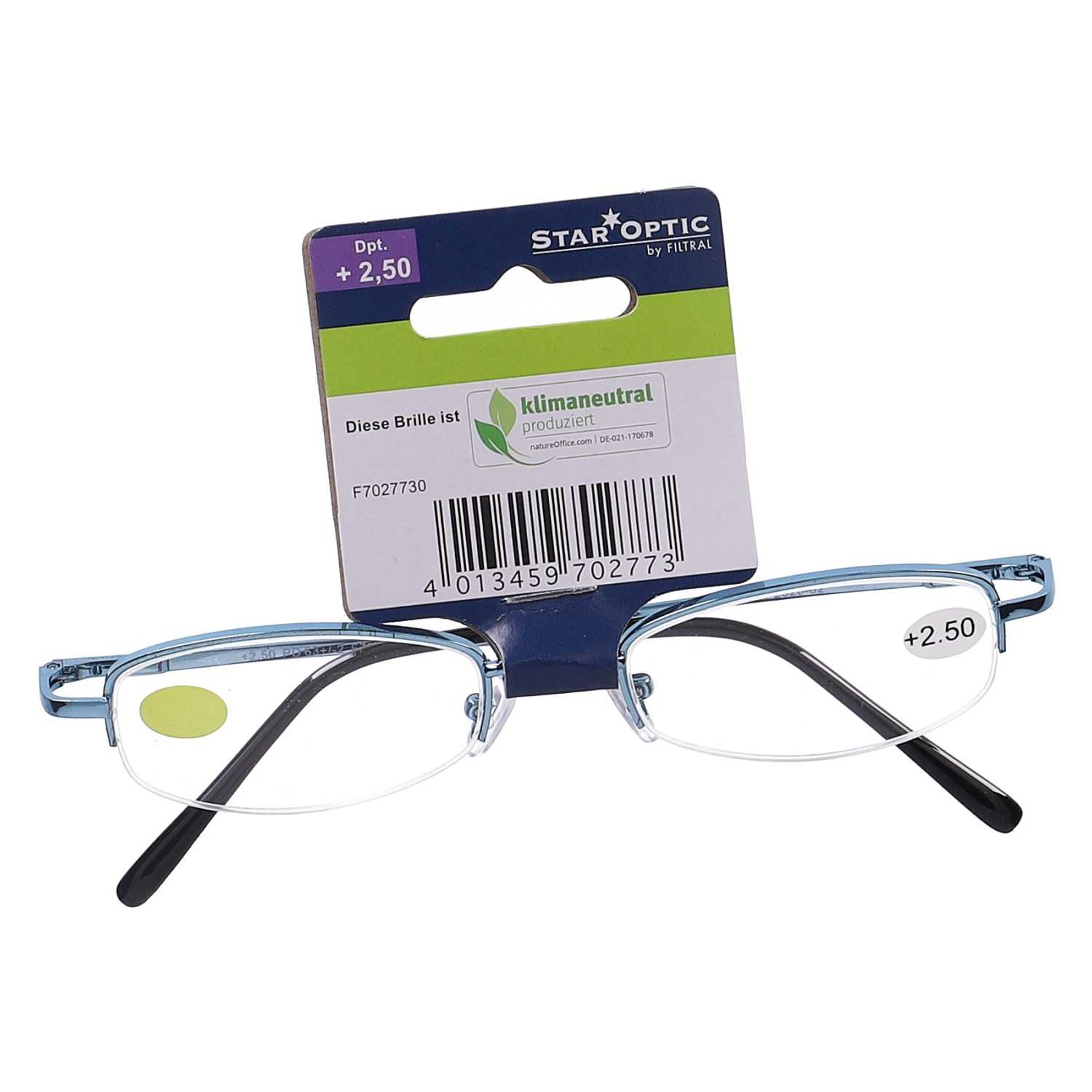 Star Optic Lesehilfe MD3 aus Metall +2,5 Dioptrien hellblau