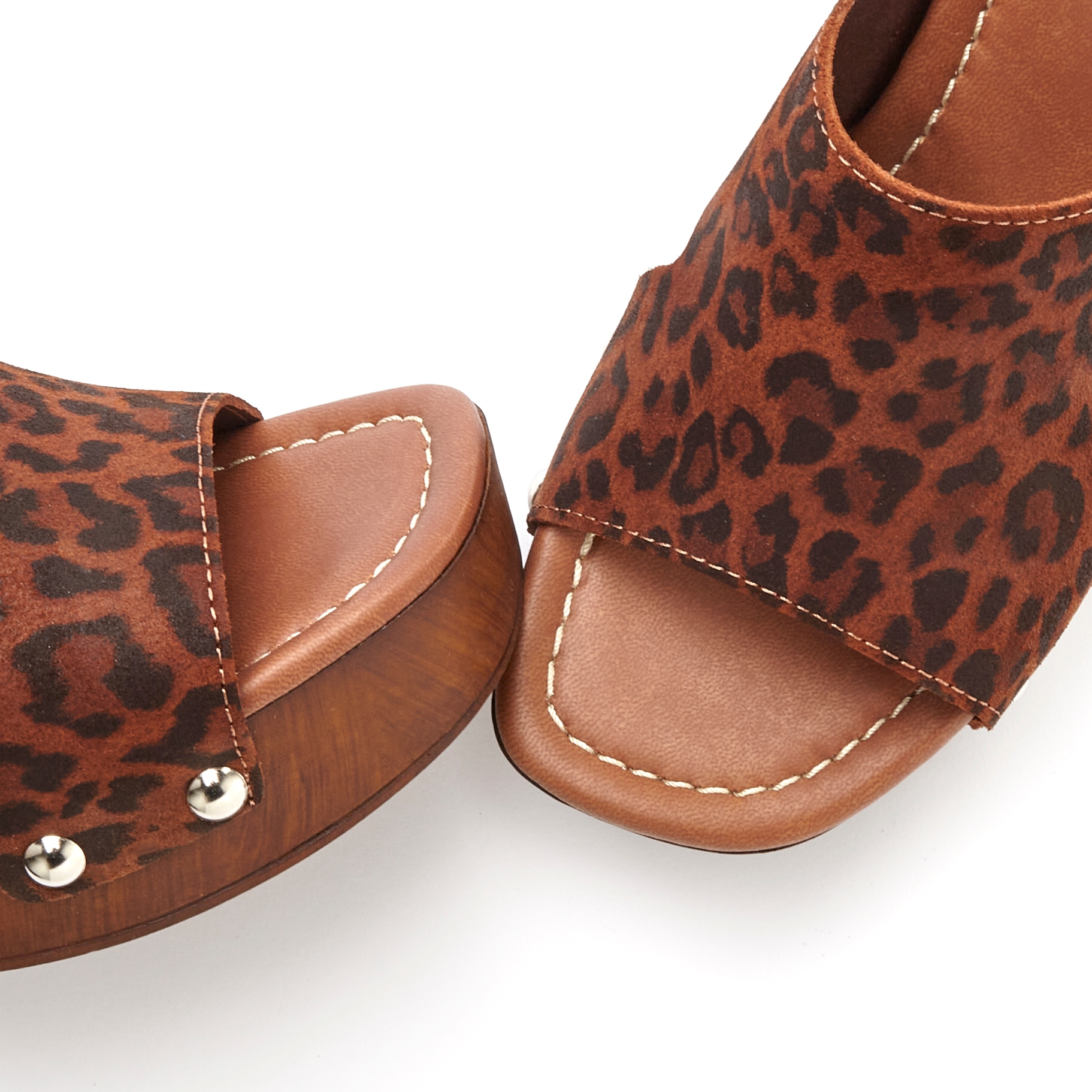 French Connection Pantolette  Mule, Sandale, offener Schuh aus Leder mit Blockabsatz