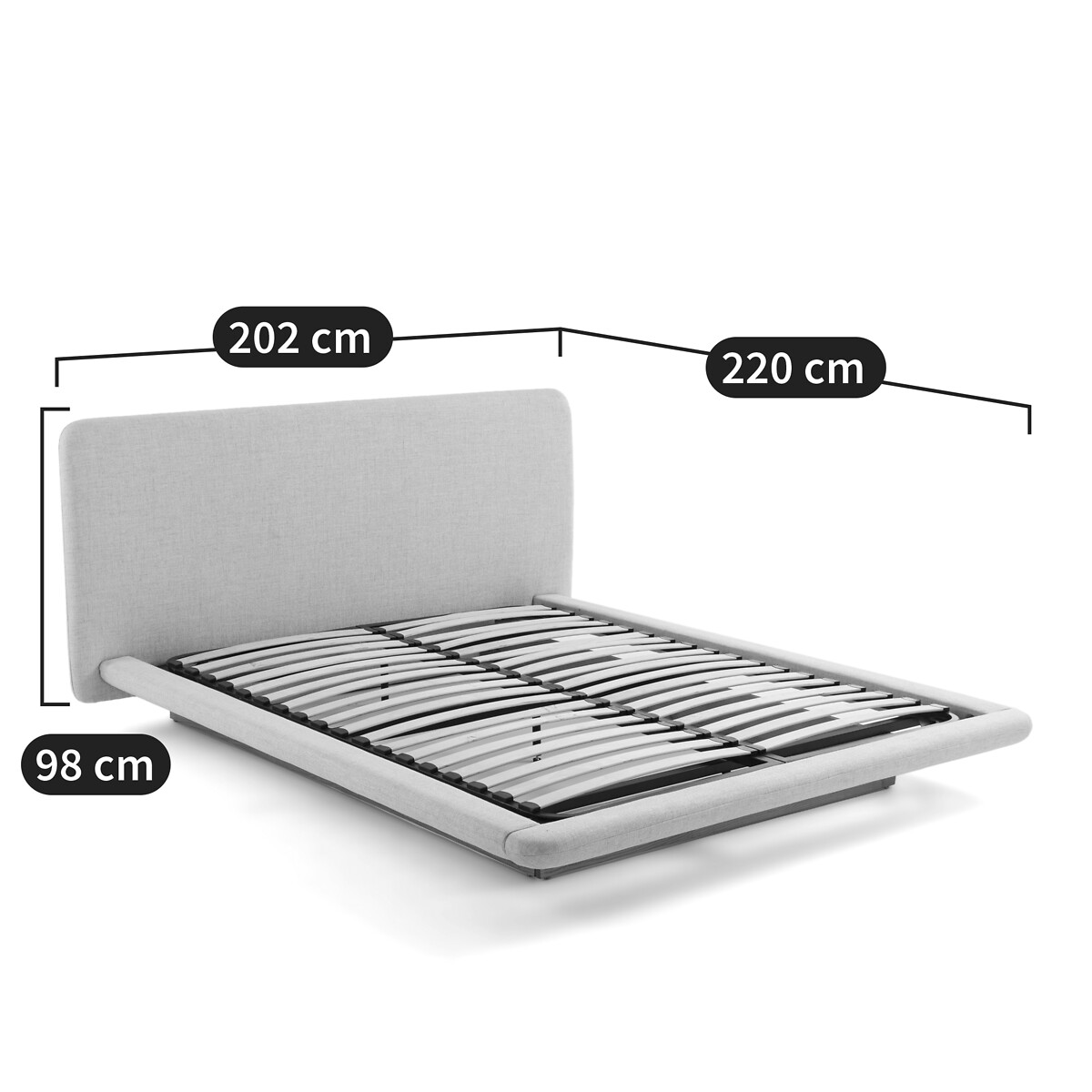AM.PM<br>Cama com plataforma de madeira de freixo e estofamento em tecido, Slice