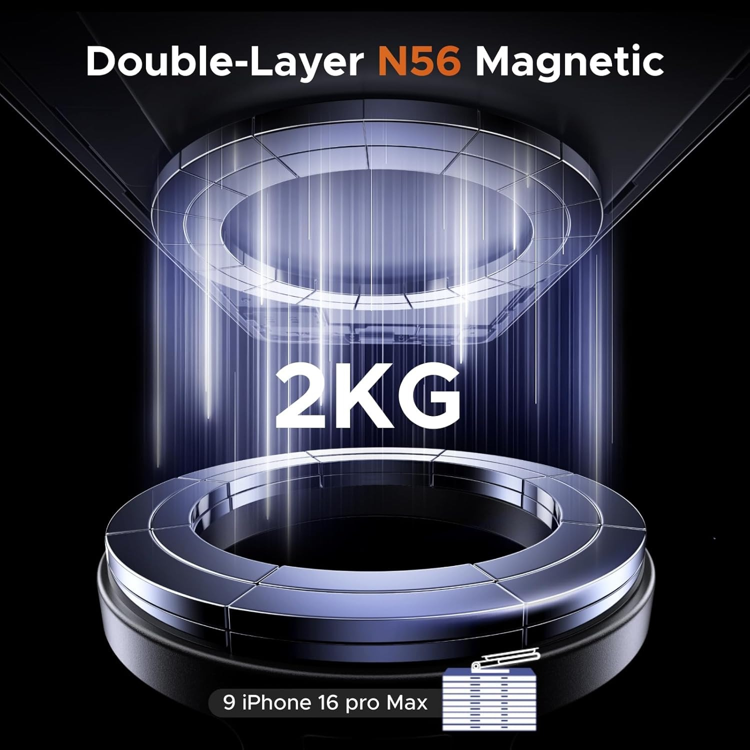 iPhone Smartphone MagSafe KFZ Auto-Halterung mit Neodym-Magneten (65186) - Schwarz