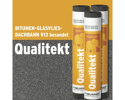 Quandt Bitumen Glasvlies Dakbedekking® Qualitekt® V13-8 geschuurd 10 x 1 m rol = 10 m²