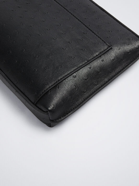 Bolsa de ombro gravada - Preta
