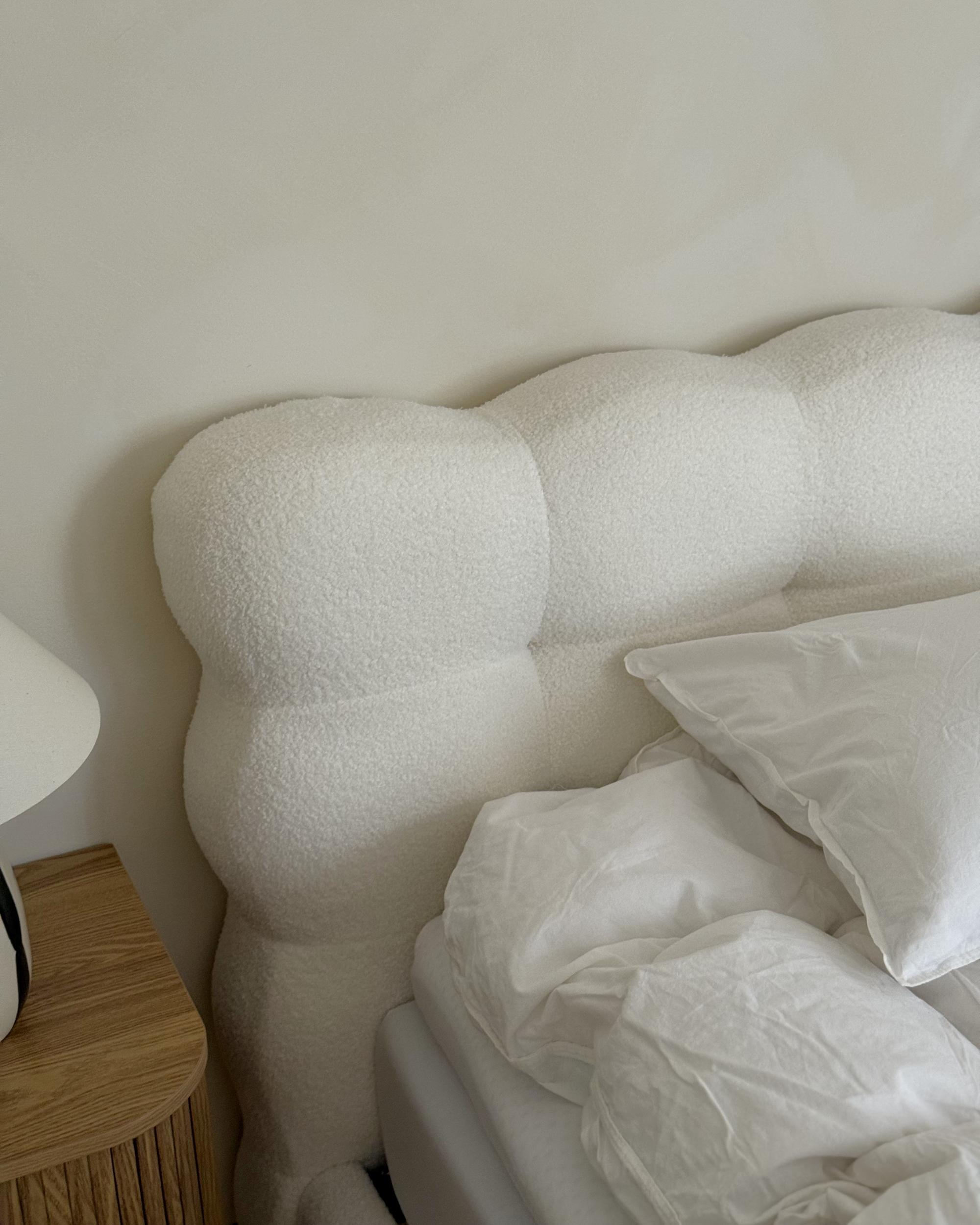 Bed Bouclé SOULISSE 180 x 200 cm Gebroken wit