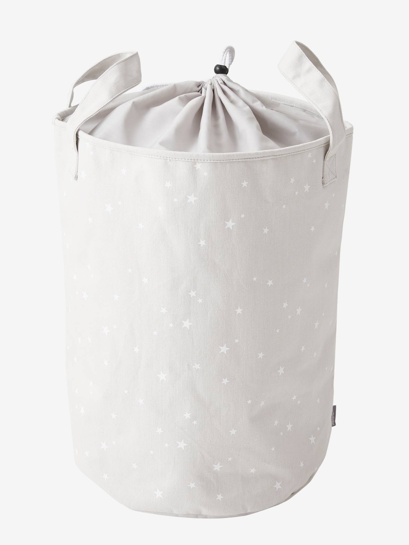 Cesto de roupa suja personalizável cinza claro liso