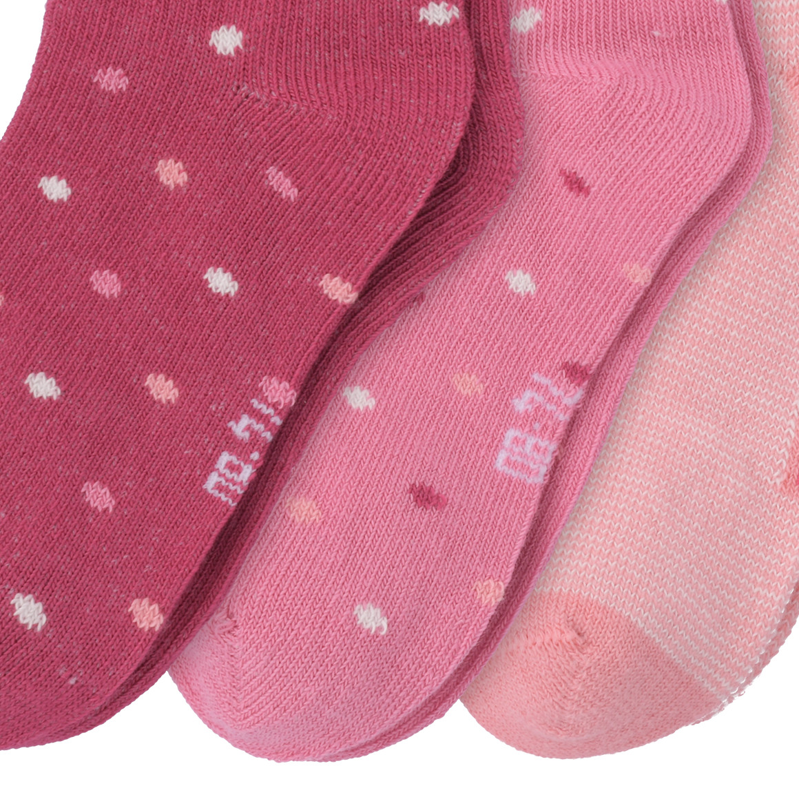 Topomini 3 Paar Baby Socken in verschiedenen Dessins rosa / dunkelrosa