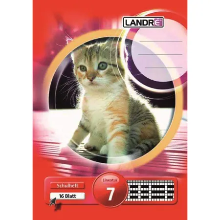 Landré Schulheft A5, kariert, Liniatur 7, 16 Blatt, sortiert