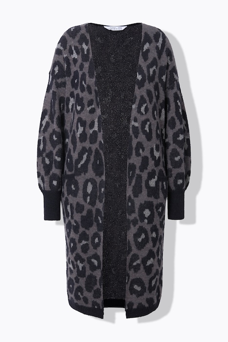 Long-Strickjacke, oversized, Glitzer-Leo