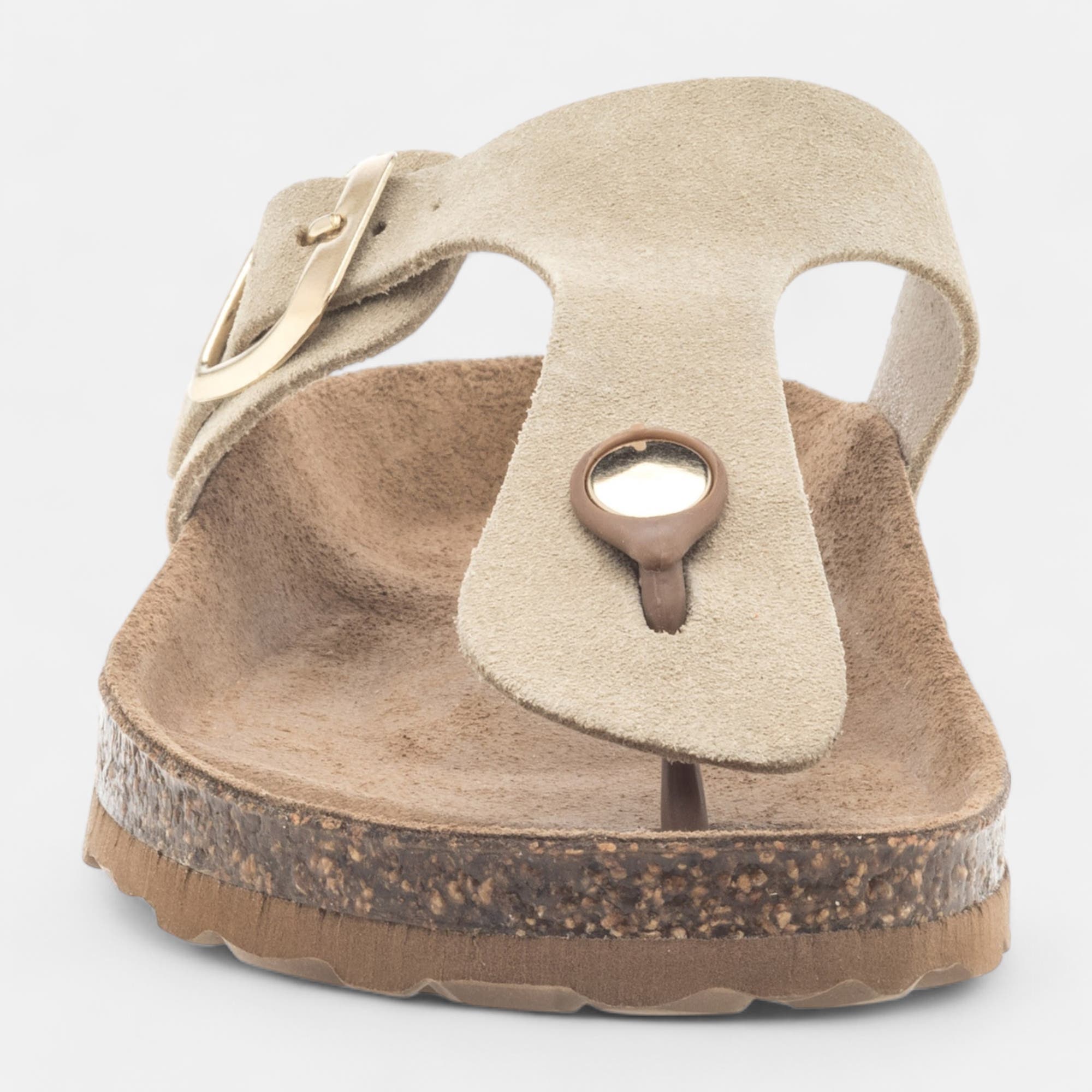 Mules semelle liège Femme en cuir beige