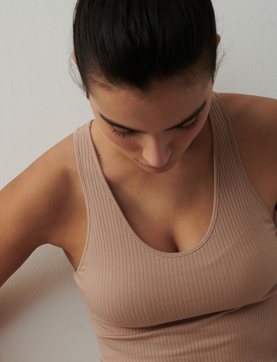 Caraco à soutien-gorge intégré - taupe clair