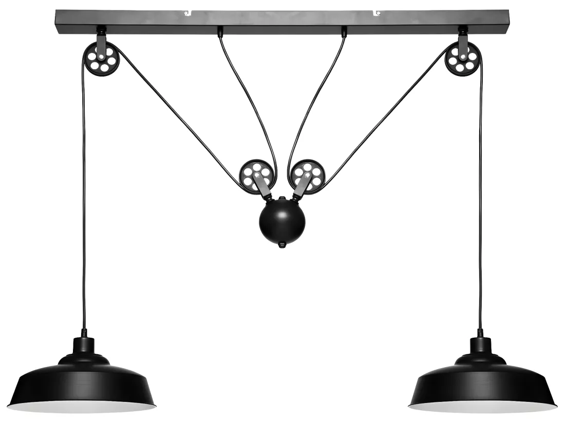Luminaire Suspension 2 Lampes en Métal Noir