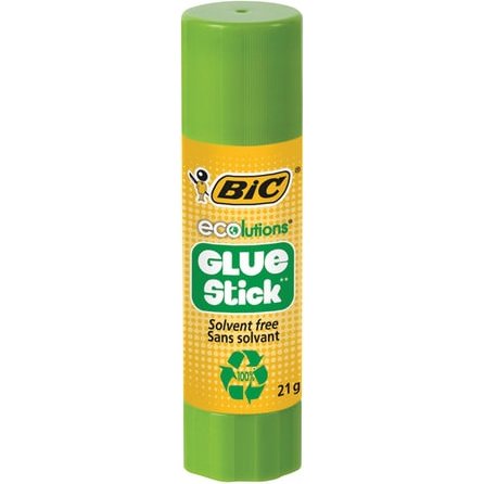 Colle bic  ecolutions  glue stick - lavable - colle le    papier et le carton tube de   21 gr boite de 20