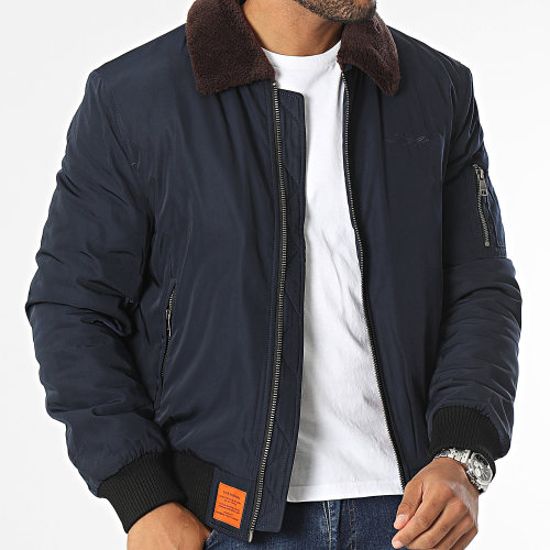 Veste Bomber Col Fourrure Curtiss Bleu Marine