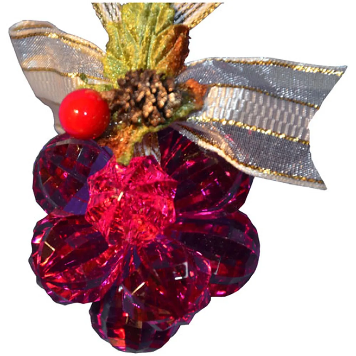 Atmosphera, Createur D'Interieur Atmosphera Fleur de Noël Acrylique Perles Framboise