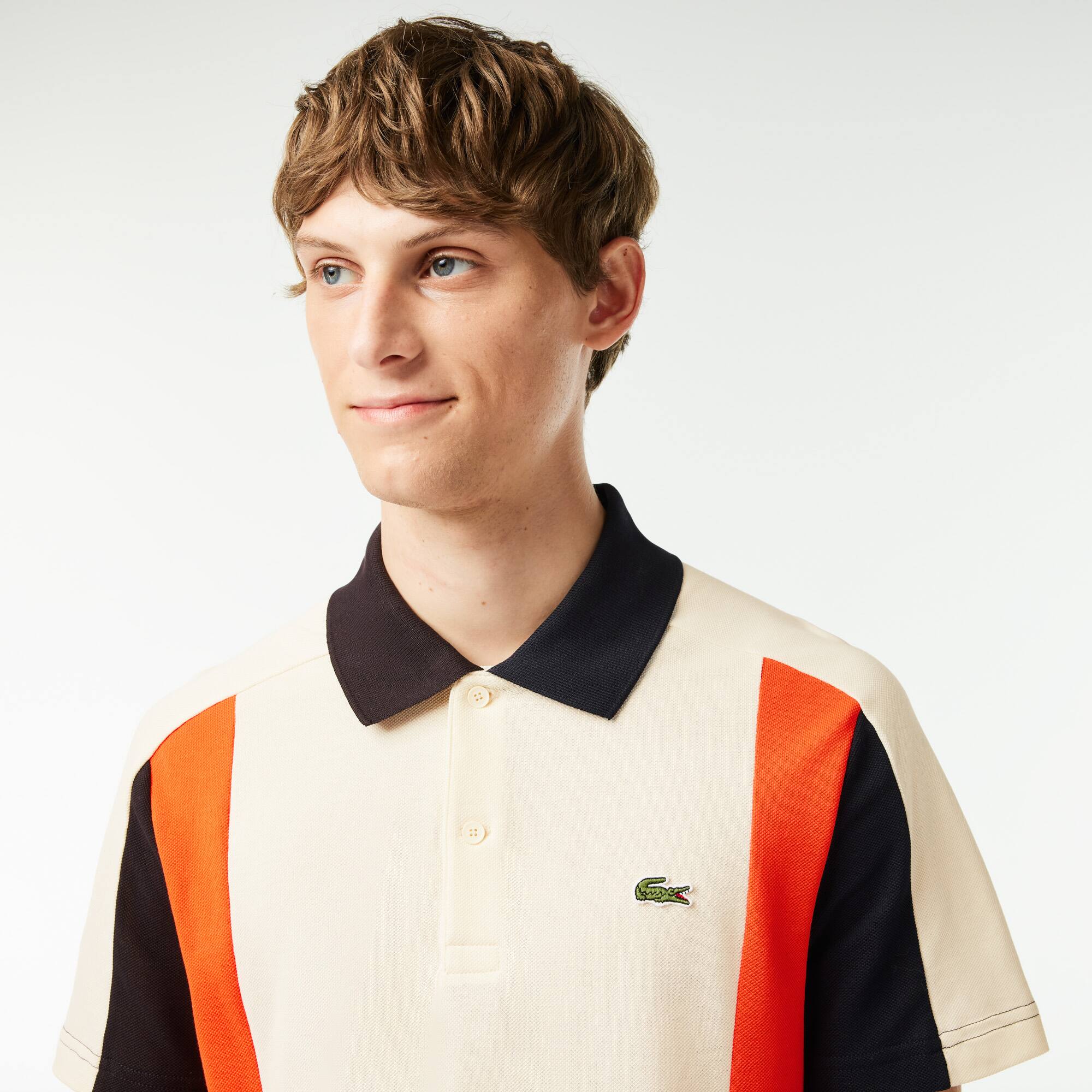 Poloshirt aus Baumwollpiqué mit Colourblock Kurze Ärmel - Weiss - Lacoste - Herren