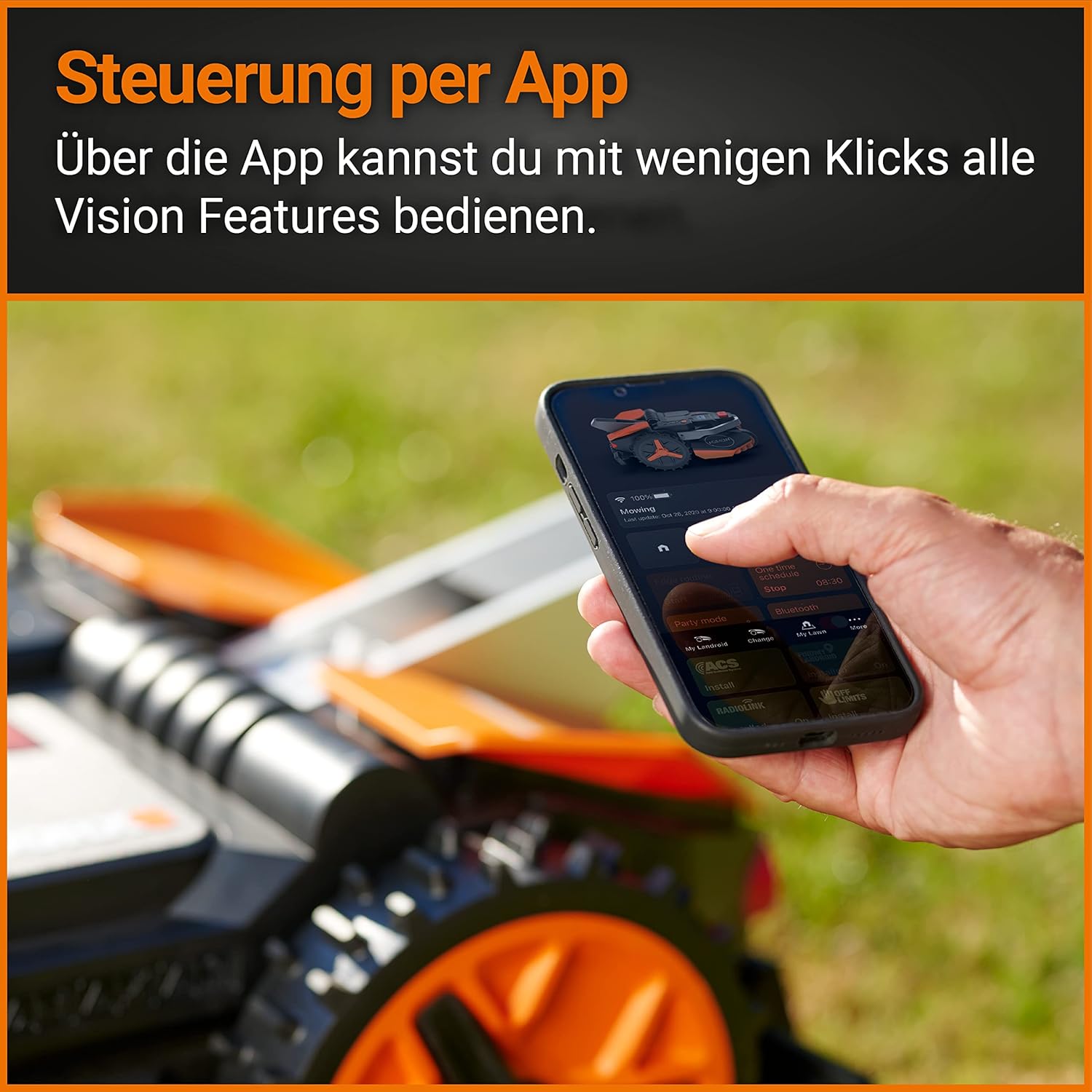 Aktionspaket - Mähroboter + Garage: WORX Landroid Vision M800 intelligenter Mähroboter WR208E.1 ohne Begrenzungskabel inkl. WA0821 Mährobotergarage