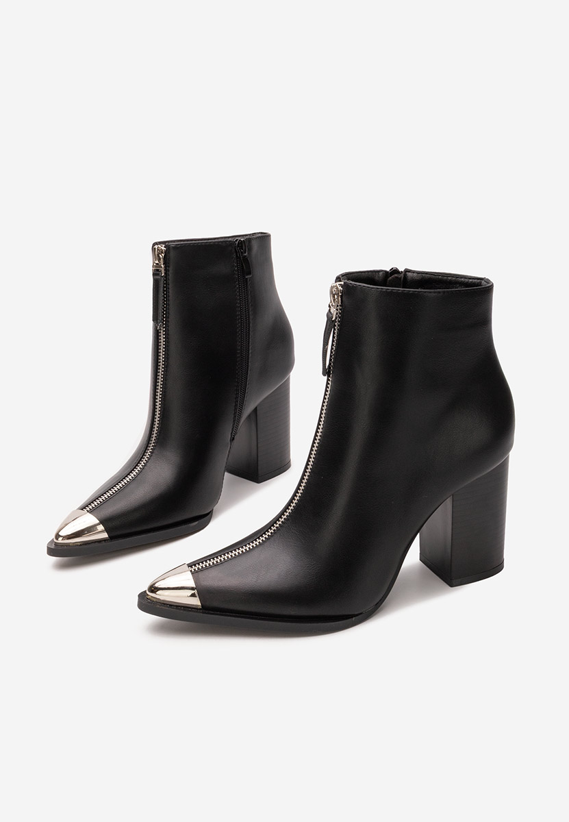 Bottines à gros talon noires Penia