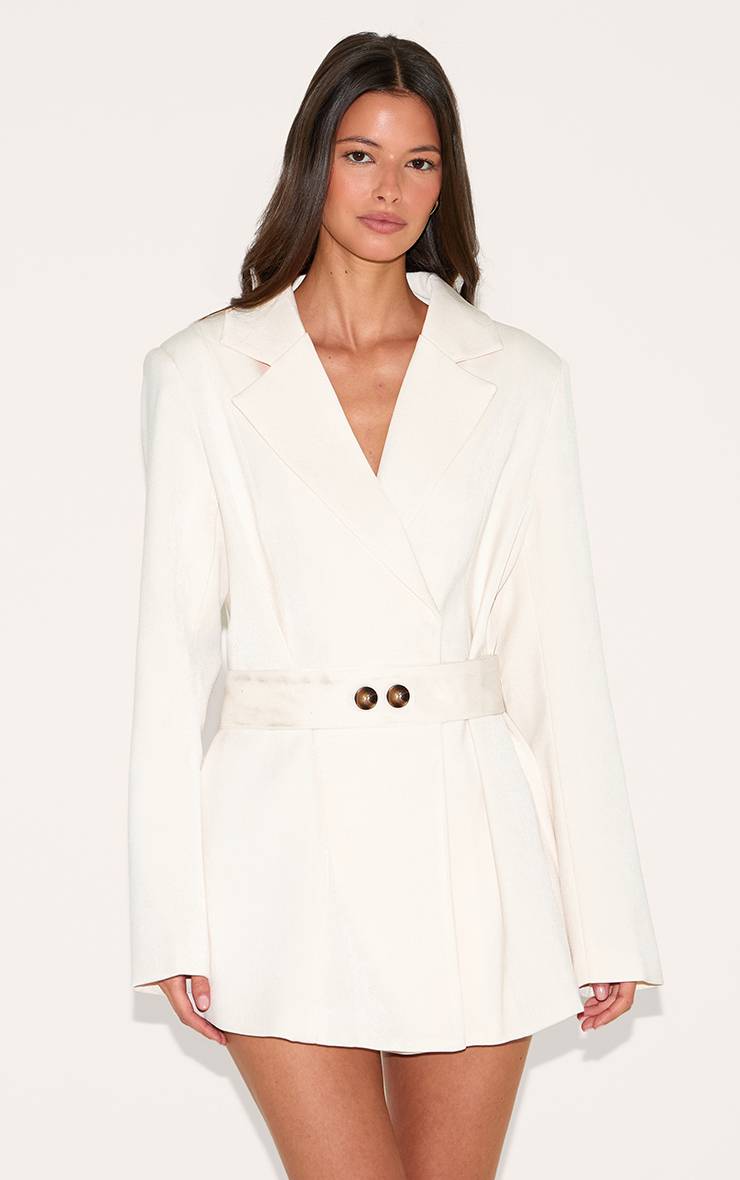 Amande Robe Blazer Structurée À Ceinture