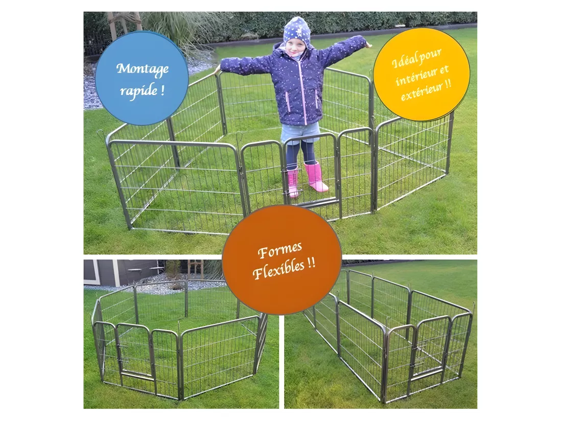 Parc enclos pour chiens grillage cage clôture intérieur et extérieur Hauteur 80cm modèle Dog run « M 481 »