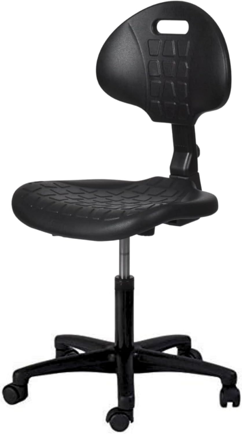 Topsit IND101 Arbeitsstuhl aus Polyurethan, ergonomischer Bürohocker, Werkstattstuhl, höhenverstellbar und mit Verstellbarer Rückenlehne, leicht zu reinigen, Stabiler Stuhl mit Rollen.