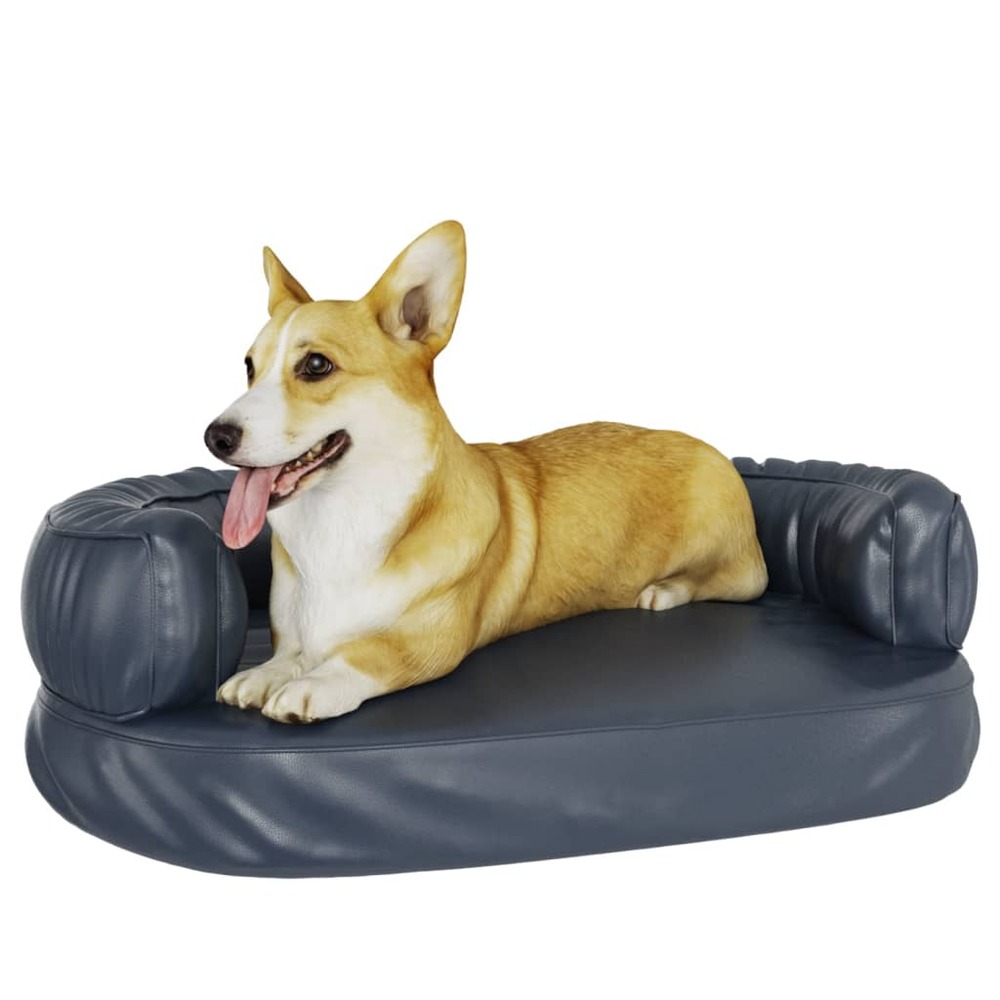 Lit pour chien ergonomique mousse bleu foncé 60x42cm similicuir