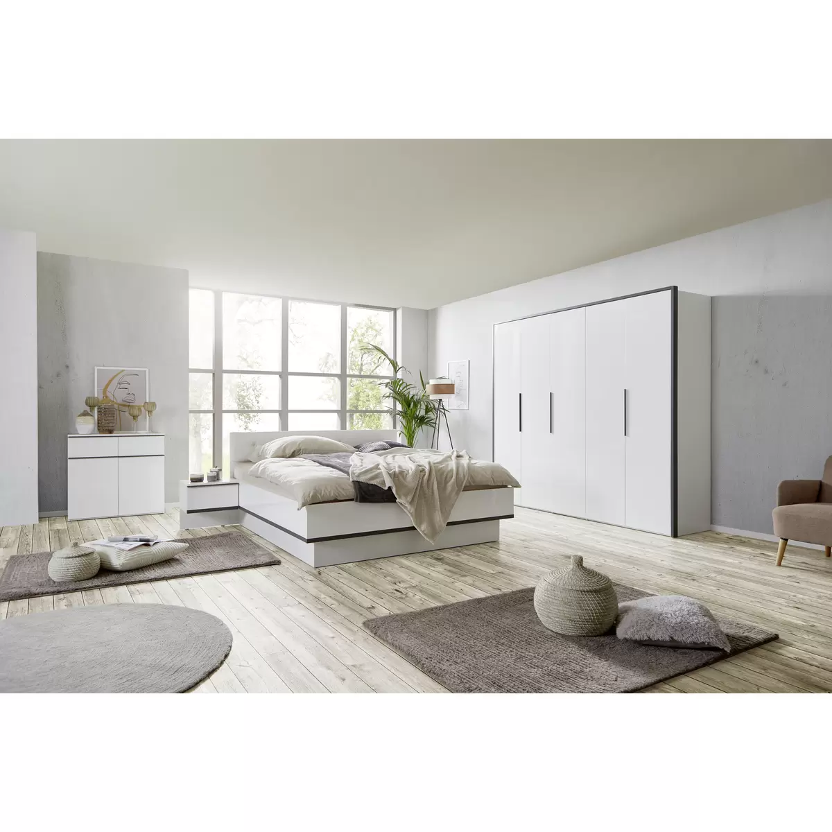 Drehtürenschrank Lucca grau,weiss