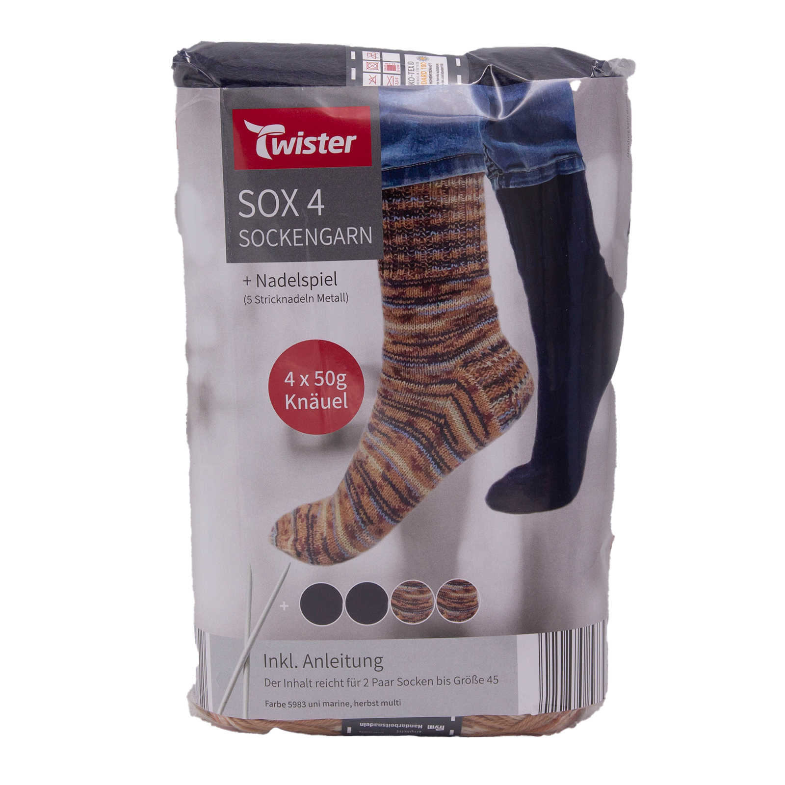 9-teiliges Socken-Strickset TWISTER SOX 4 - marine-multicolour - 200g