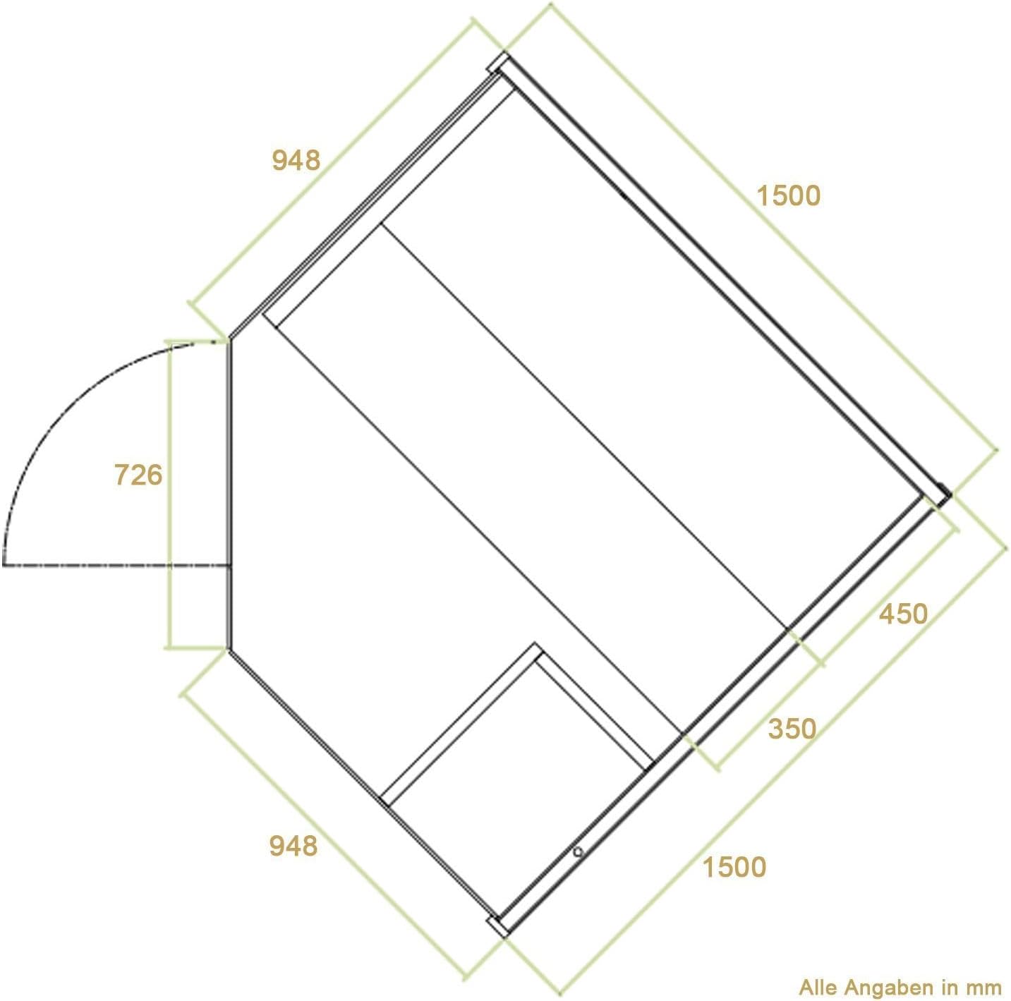Artsauna Saunakabine Espoo150 Premium mit Harvia Ofen — 3 Personen — Hemlock Holz, Glasfront und LED Licht — Inkl. Thermometer & Sanduhr —Komplett Set